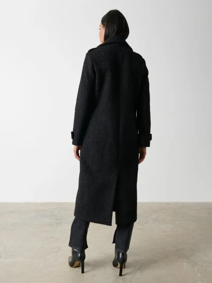 Pretty Lavish Outerwear Women Halston Oversized Boucle Coat Black