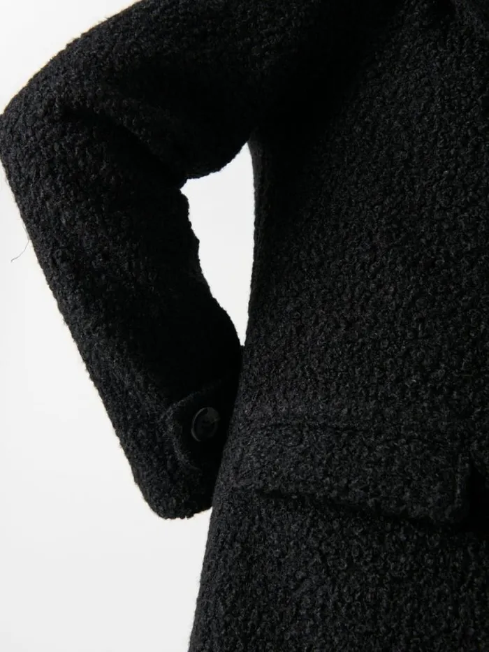 Pretty Lavish Outerwear Women Halston Oversized Boucle Coat Black