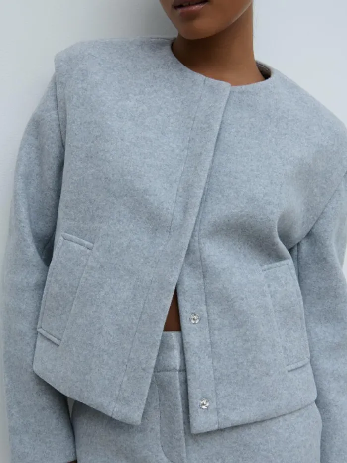 Pretty Lavish Outerwear Women Rudy Cropped Boxy Jacket Grey