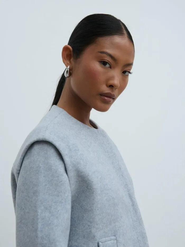 Pretty Lavish Outerwear Women Rudy Cropped Boxy Jacket Grey