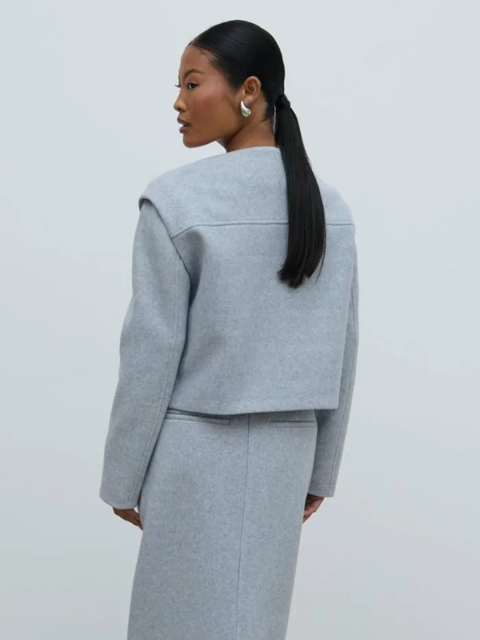 Pretty Lavish Outerwear Women Rudy Cropped Boxy Jacket Grey