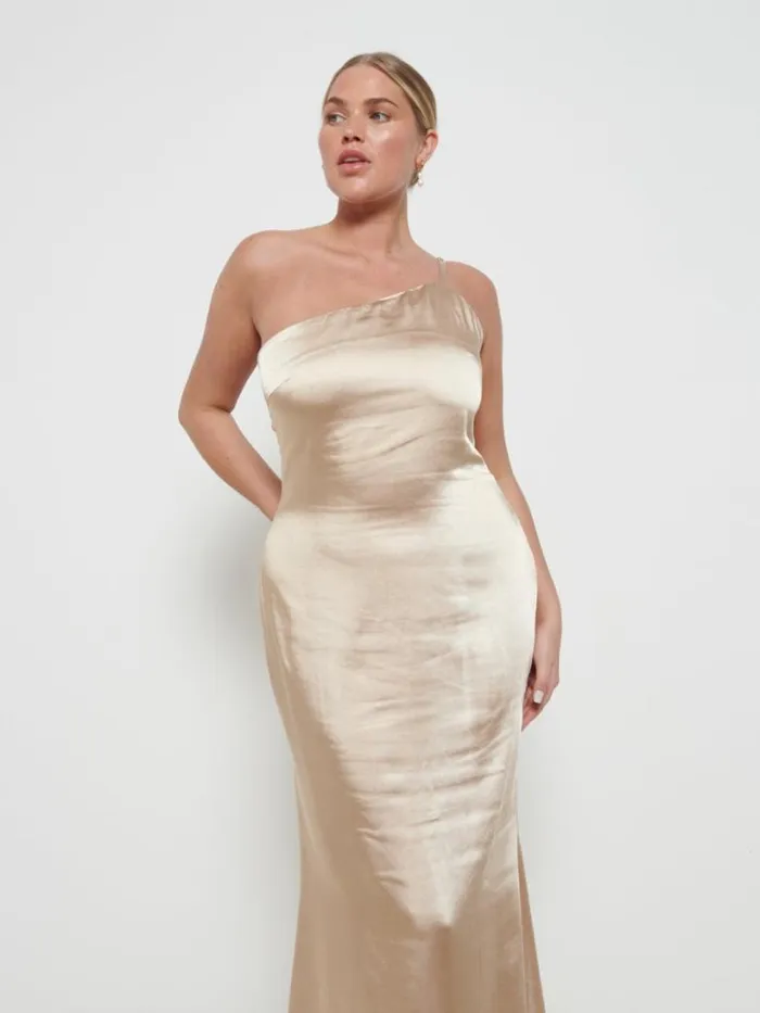 Pretty Lavish Satin Bridesmaid Dresses Women Amelia Maxi Bridesmaid Dress Bronze