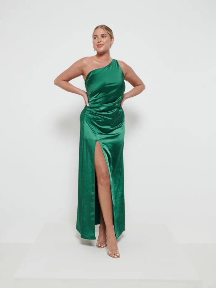 Pretty Lavish Satin Bridesmaid Dresses Women Amelia Ruched Maxi Bridesmaid Dress Emerald Pretty Lavish Satin Bridesmaid Dresses Women Amelia Ruched Maxi Bridesmaid Dress Emerald