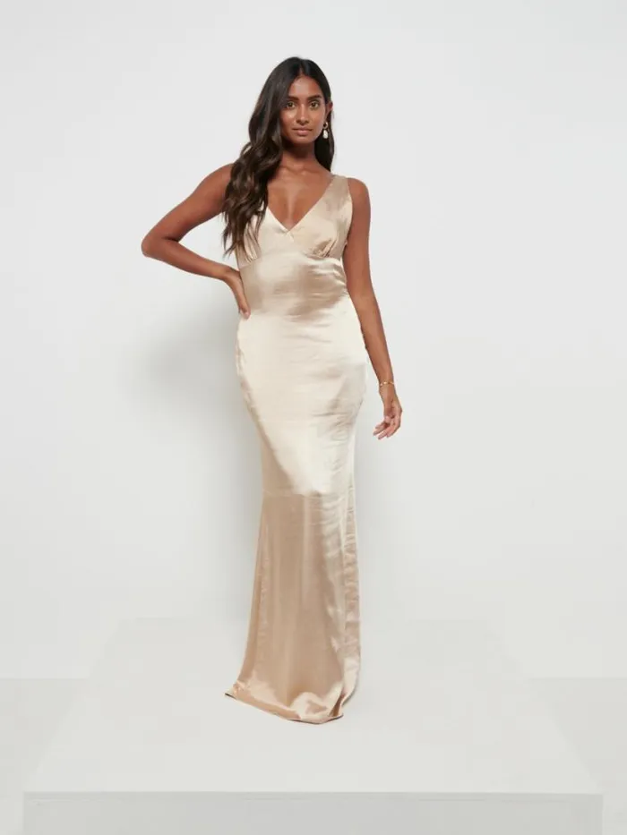 Pretty Lavish Satin Bridesmaid Dresses Women Esmee Maxi Bridesmaid Dress Bronze Pretty Lavish Satin Bridesmaid Dresses Women Esmee Maxi Bridesmaid Dress Bronze