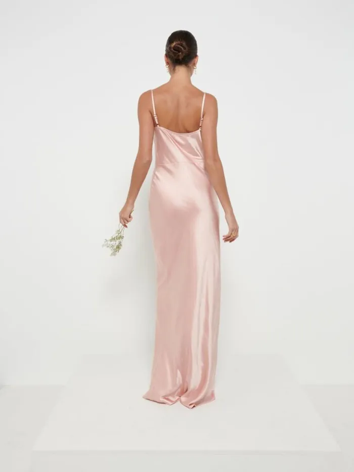 Pretty Lavish Satin Bridesmaid Dresses Women Keisha Maxi Bridesmaid Dress Blush
