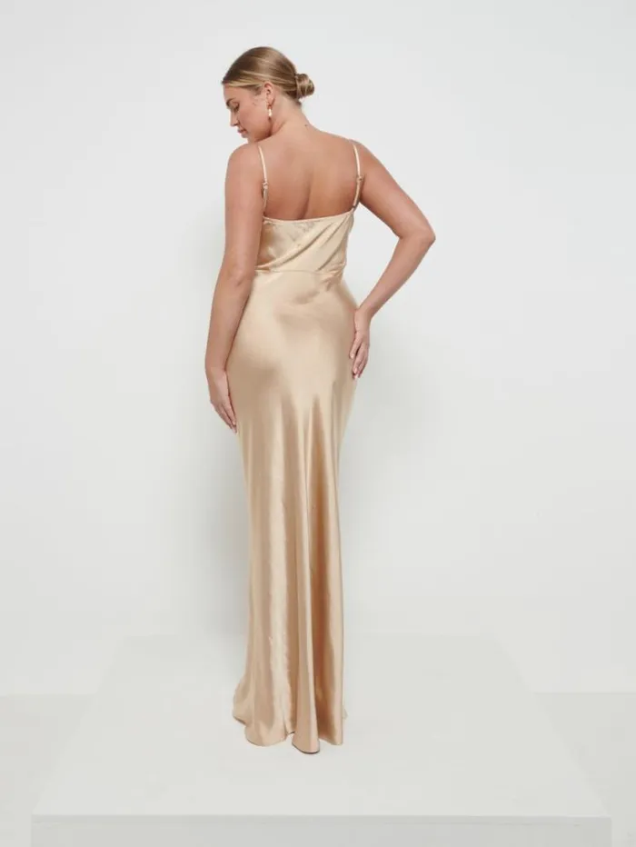 Pretty Lavish Satin Bridesmaid Dresses Women Keisha Maxi Bridesmaid Dress Bronze