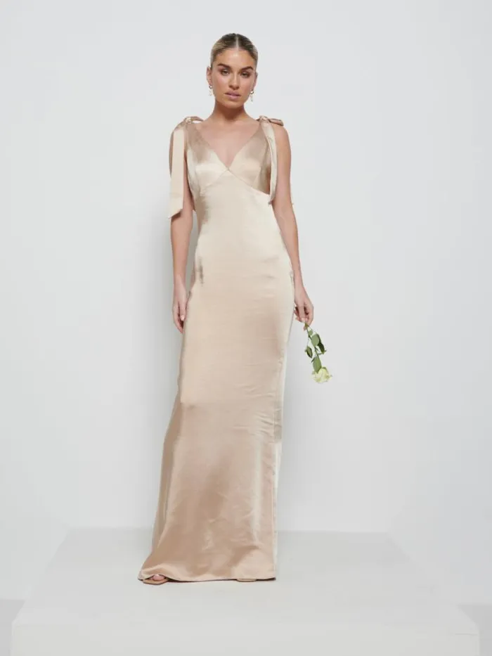 Pretty Lavish Satin Bridesmaid Dresses Women Piper Tie Maxi Bridesmaid Dress Bronze Pretty Lavish Satin Bridesmaid Dresses Women Piper Tie Maxi Bridesmaid Dress Bronze