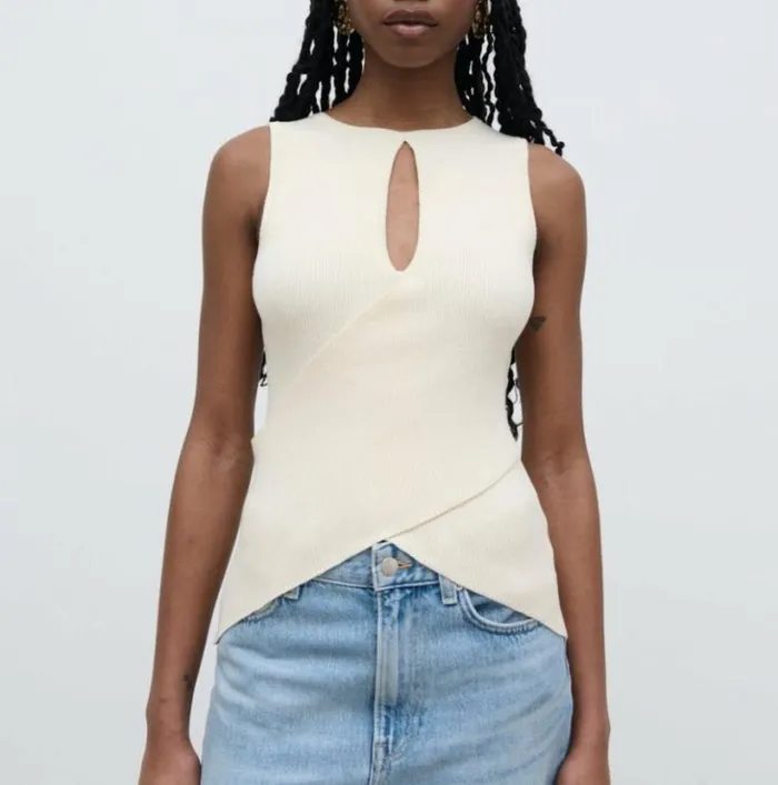 Pretty Lavish Sets Women Bexley Cross Front Knit Top Cream
