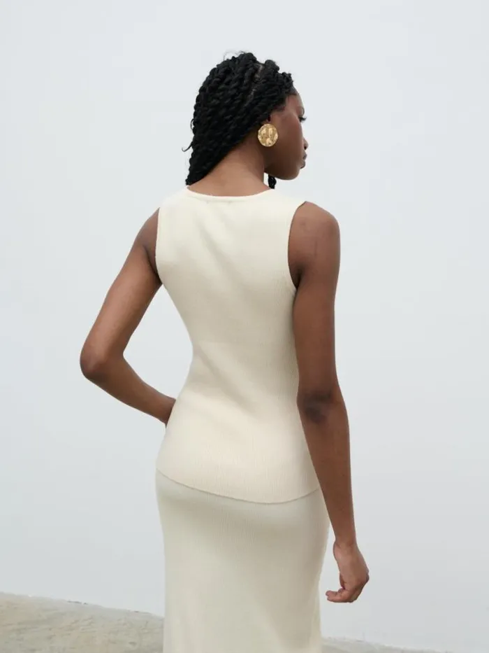 Pretty Lavish Sets Women Bexley Cross Front Knit Top Cream