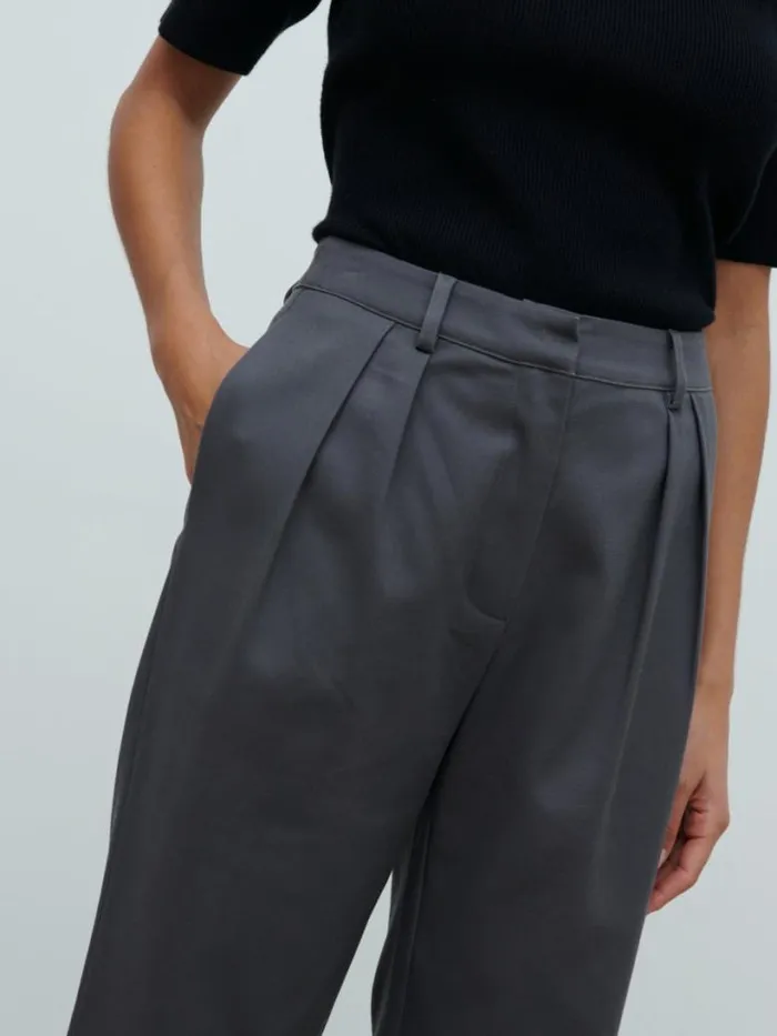 Pretty Lavish Sets Women Brady Front Pleat Trousers Grey