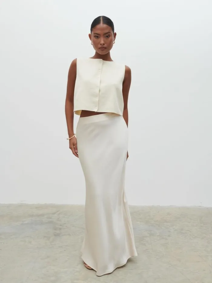 Pretty Lavish Sets Women Breya Maxi Skirt Cream
