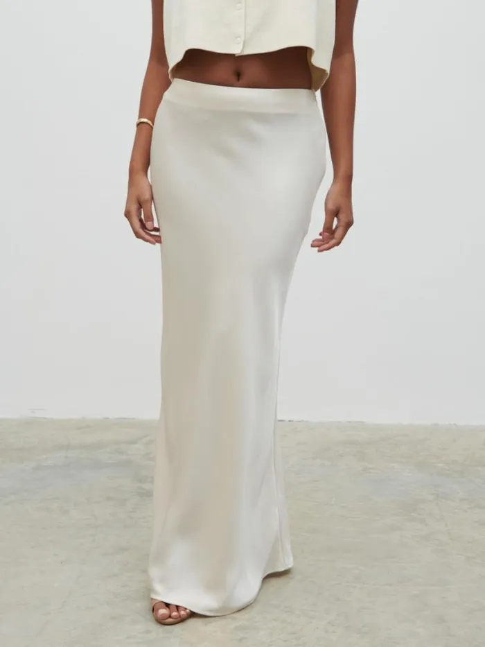 Pretty Lavish Sets Women Breya Maxi Skirt Cream