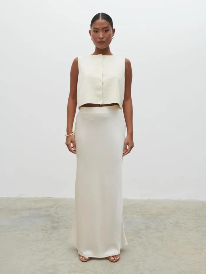 Pretty Lavish Sets Women Breya Maxi Skirt Cream