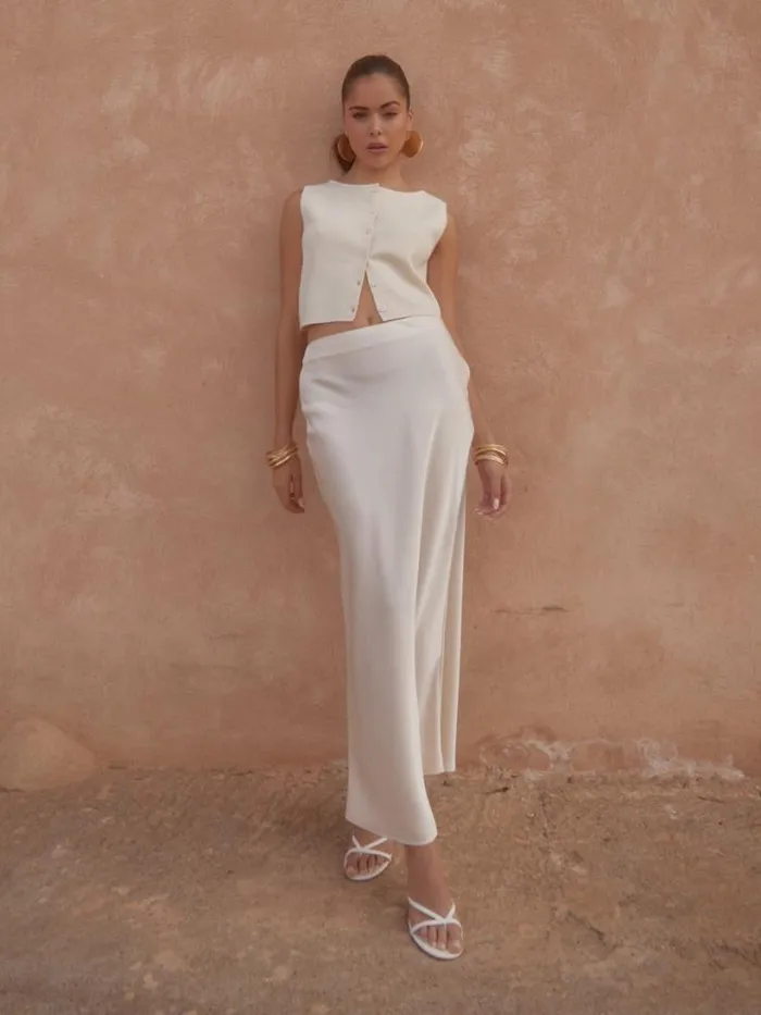 Pretty Lavish Sets Women Breya Maxi Skirt Cream
