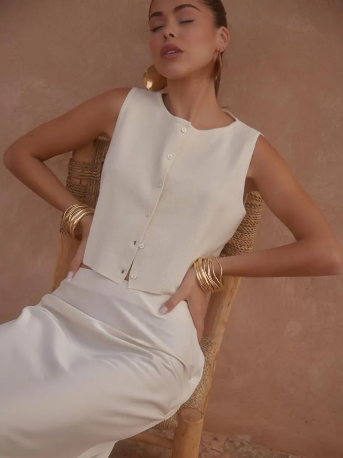 Pretty Lavish Sets Women Breya Maxi Skirt Cream