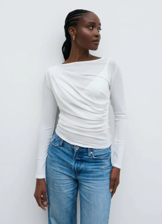 Pretty Lavish Tops Women Aubrie SemiSheer Jersey Top White