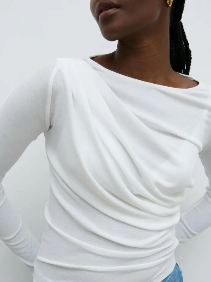 Pretty Lavish Tops Women Aubrie SemiSheer Jersey Top White