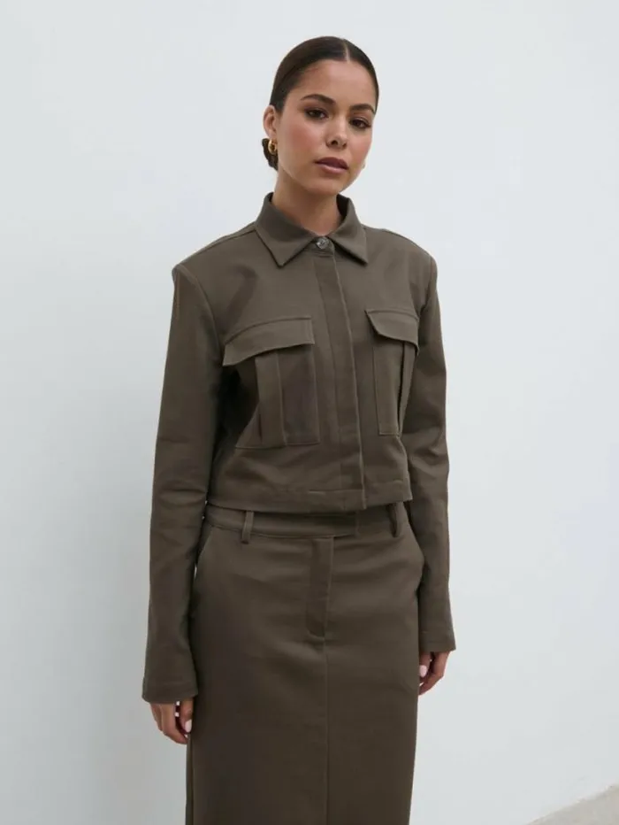 Pretty Lavish Tops Women Brady Boxy Shirt Brown