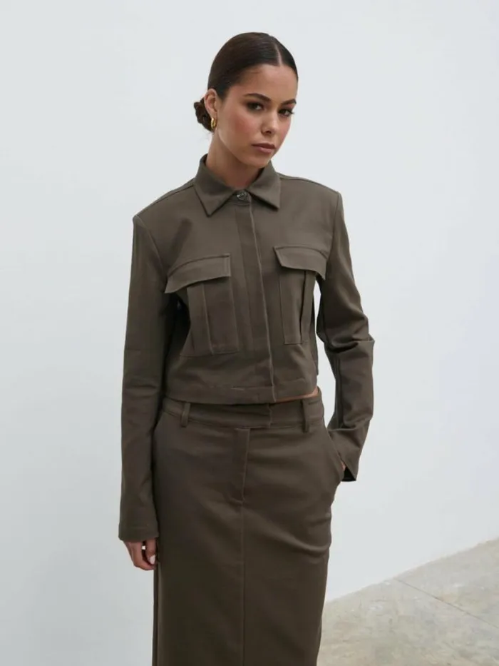 Pretty Lavish Tops Women Brady Boxy Shirt Brown