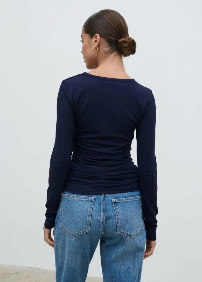 Pretty Lavish Tops Women Celia Gathered Jersey Top Navy