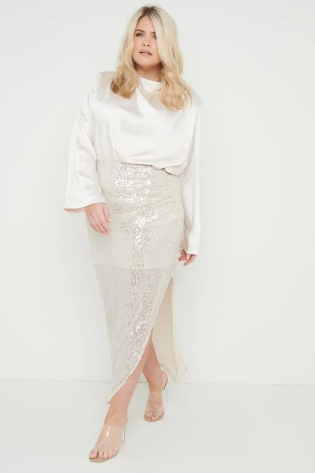 Pretty Lavish Tops Women Jayda Cowl Neck Blouse Oyster Cream