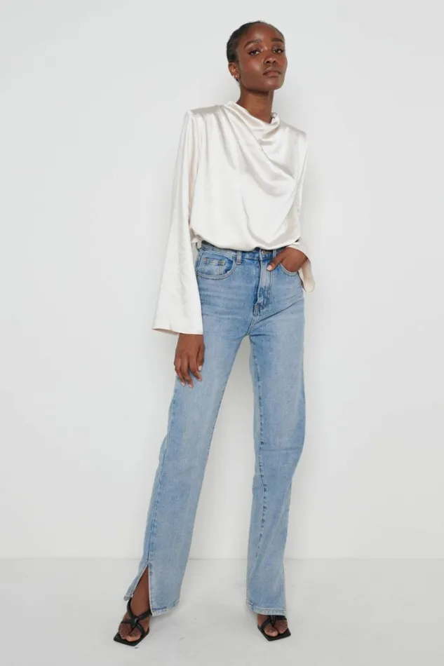 Pretty Lavish Tops Women Jayda Cowl Neck Blouse Oyster Cream