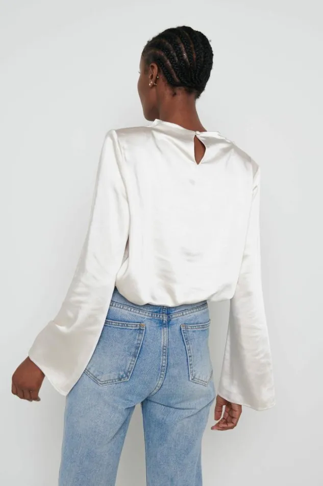 Pretty Lavish Tops Women Jayda Cowl Neck Blouse Oyster Cream