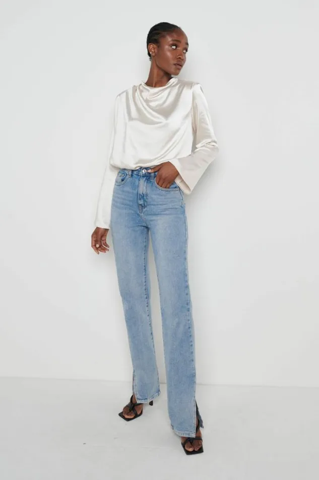 Pretty Lavish Tops Women Jayda Cowl Neck Blouse Oyster Cream