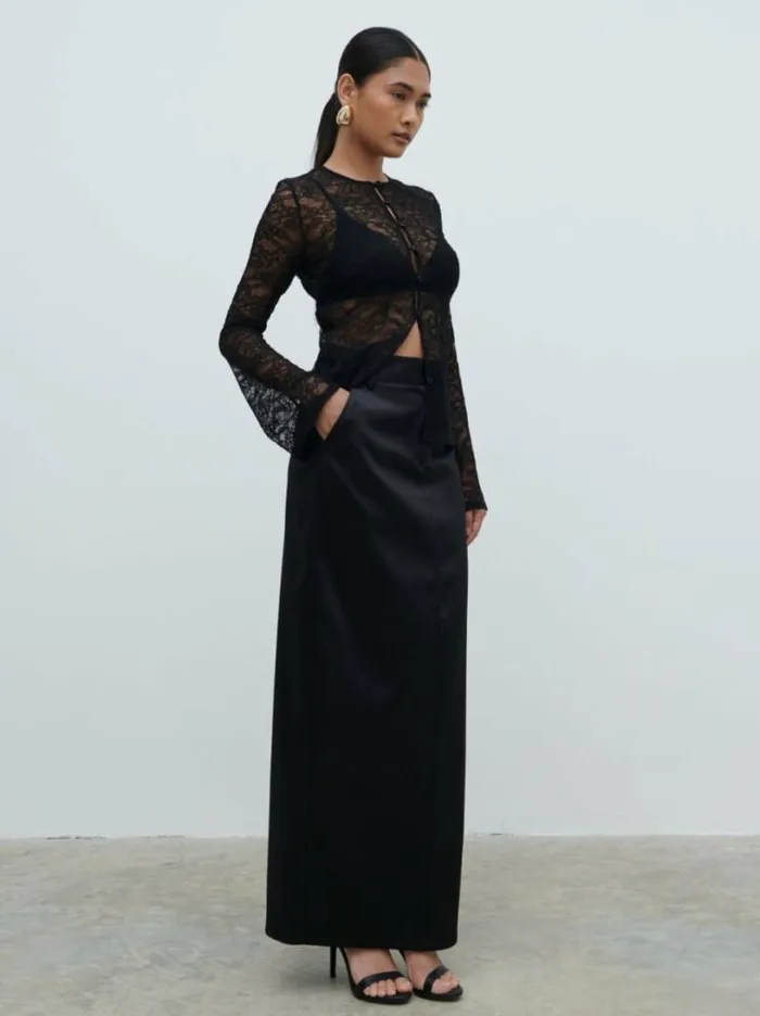 Pretty Lavish Tops Women Odi Lace Cardigan Black