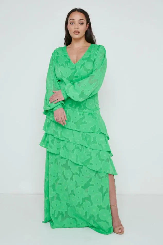 Pretty Lavish Wedding Guest Women Lois Cross Back Jaquard Maxi Dress Curve Emerald Pretty Lavish Wedding Guest Women Lois Cross Back Jaquard Maxi Dress Curve Emerald