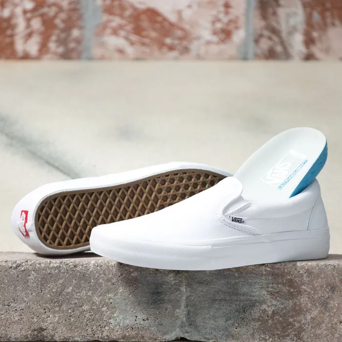 Pro Skate MenWomen Vans SlipOn Pro Whitewhite