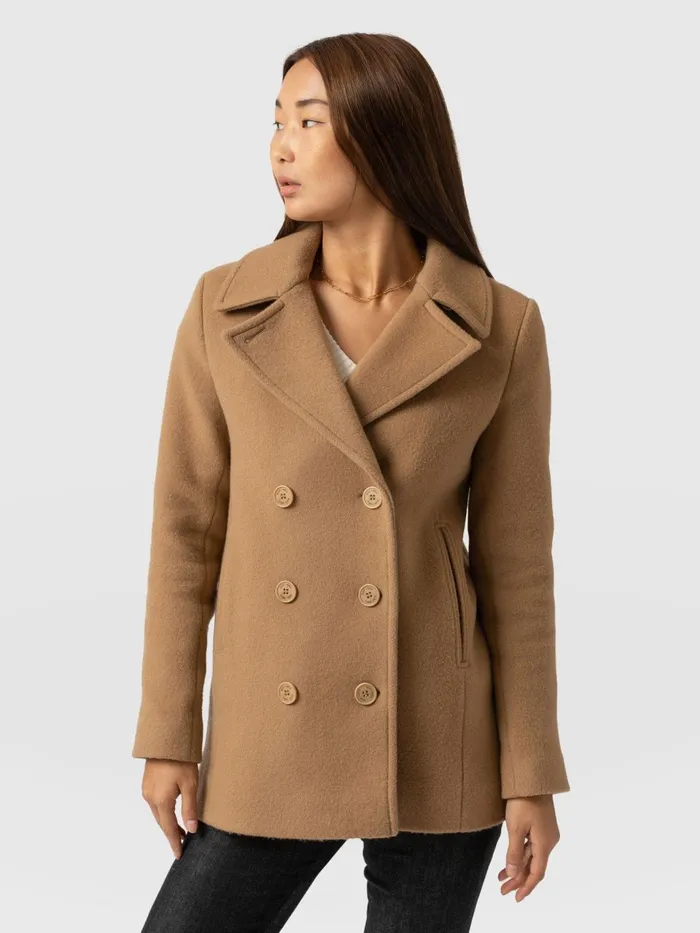Quinn Pea Coat 8211 Camel Camel Women Saint And Sofia Coats and Jackets