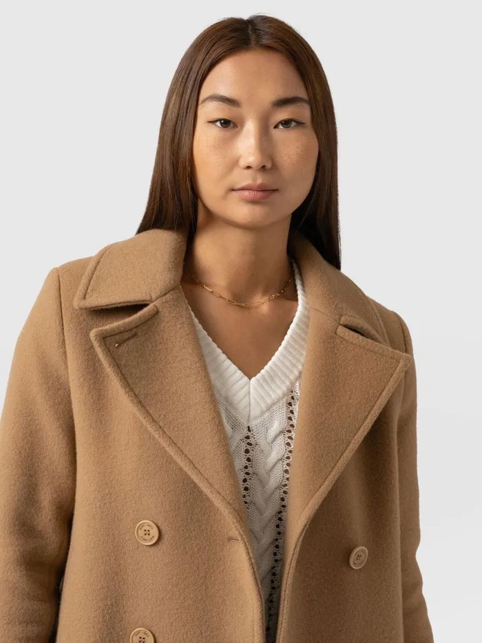 Quinn Pea Coat 8211 Camel Camel Women Saint And Sofia Coats and Jackets