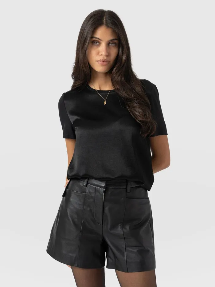 Rayner Contrast Tee 8211 Black Black Women Saint And Sofia TShirts and Tanks