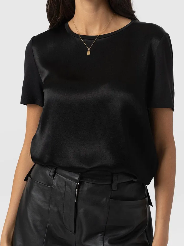 Rayner Contrast Tee 8211 Black Black Women Saint And Sofia TShirts and Tanks