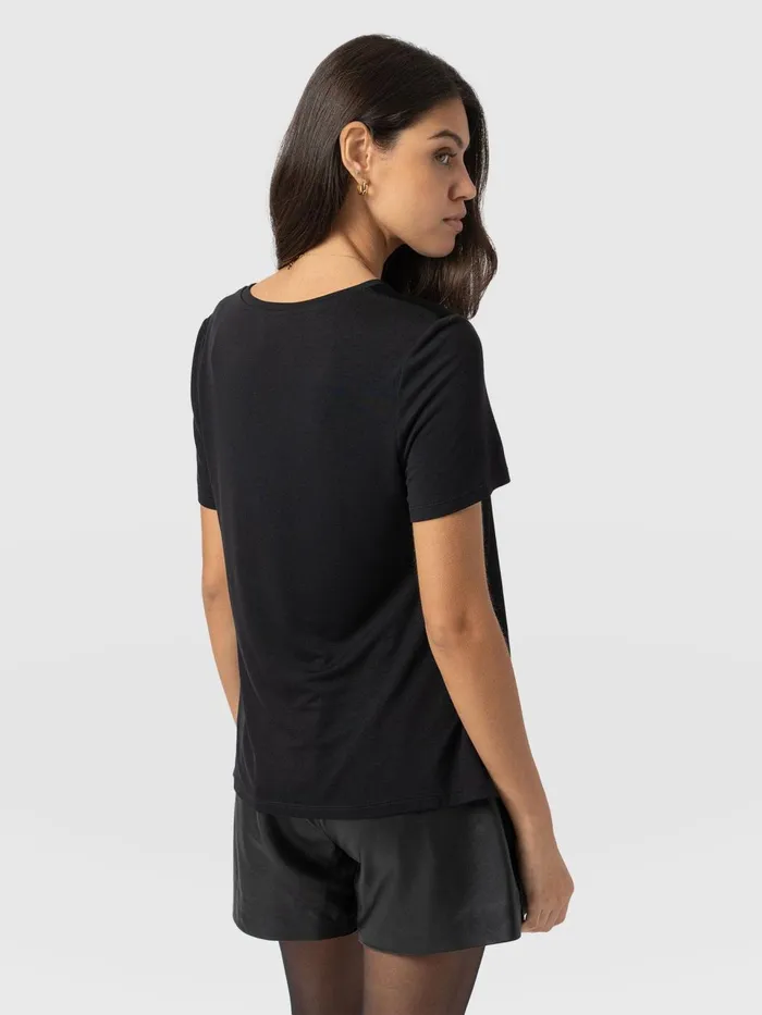 Rayner Contrast Tee 8211 Black Black Women Saint And Sofia TShirts and Tanks