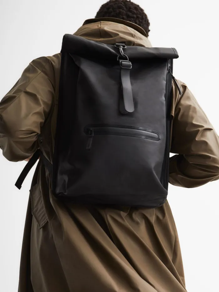 Reiss Bags and Wallets Rains Rains Roll Top Rucksack Black 8211 Men