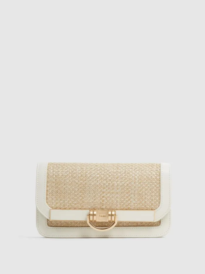 Reiss Bags Lexi Clutch Small Raffia Clutch Bag Naturaloff White 8211 Women