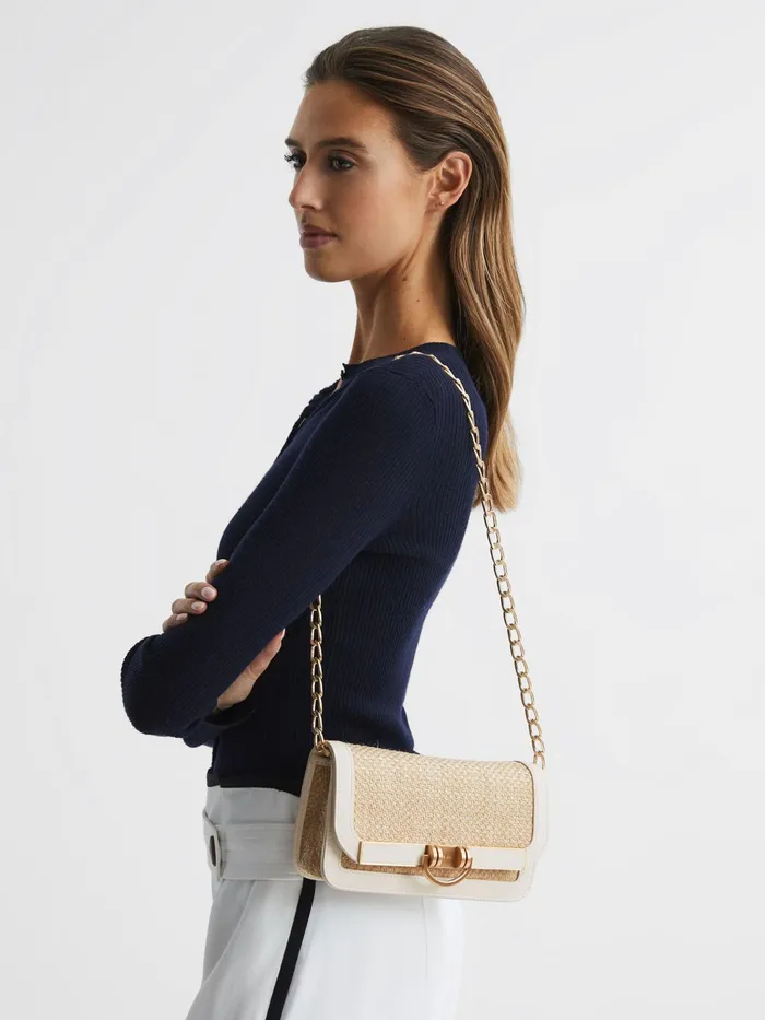 Reiss Bags Lexi Clutch Small Raffia Clutch Bag Naturaloff White 8211 Women