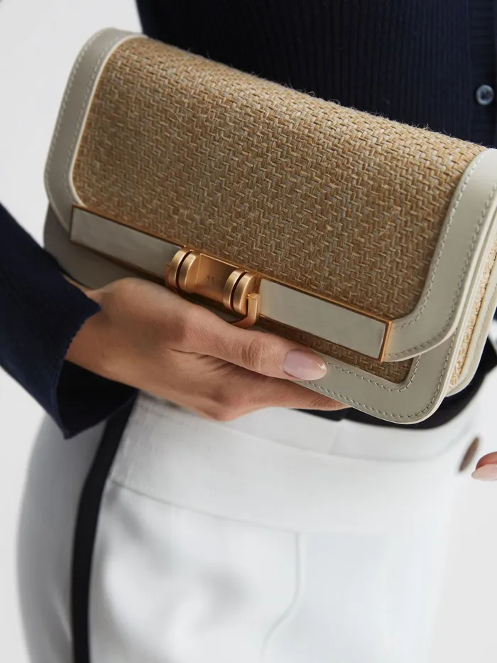 Reiss Bags Lexi Clutch Small Raffia Clutch Bag Naturaloff White 8211 Women