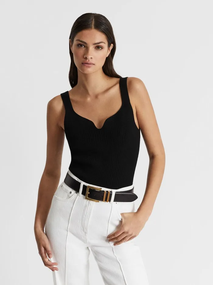 Reiss Belts Brompton Leather Belt Black 8211 Women