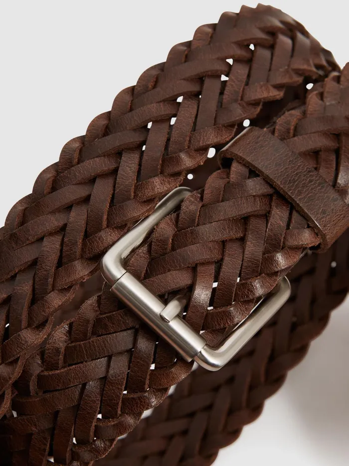 Reiss Belts Carlton Woven Leather Belt Black 8211 Men