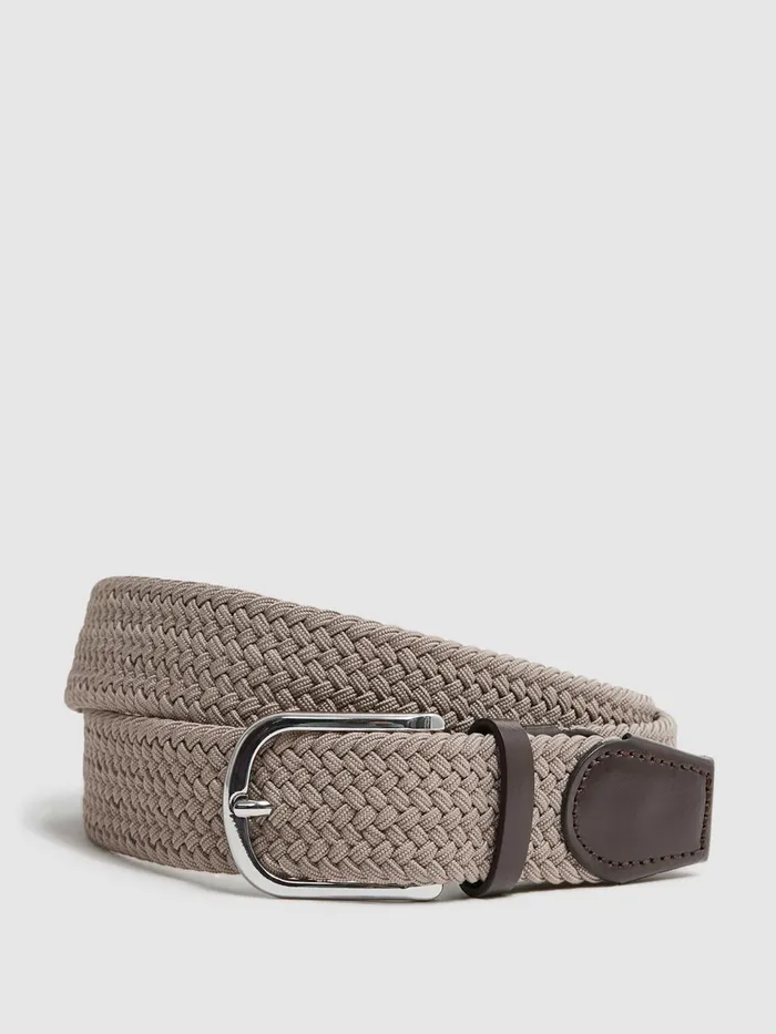 Reiss Belts Elmont Woven Belt Stone 8211 Men