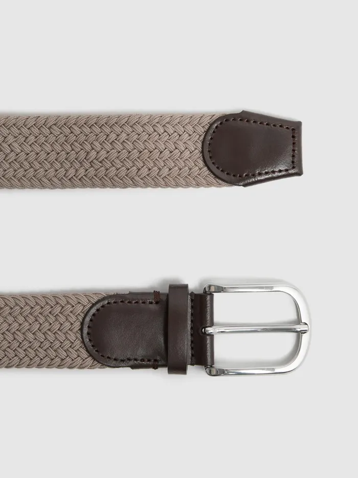 Reiss Belts Elmont Woven Belt Stone 8211 Men