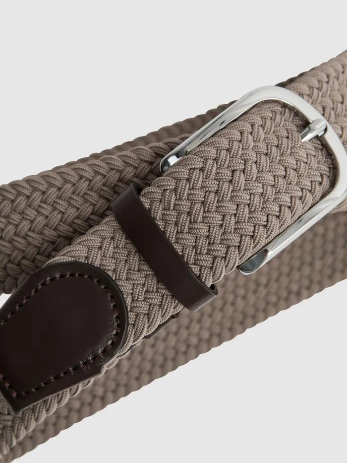 Reiss Belts Elmont Woven Belt Stone 8211 Men