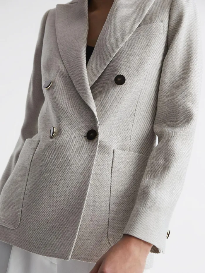 Reiss Blazers Gaia Tailored Double Breasted Blazer Neutral 8211 Women