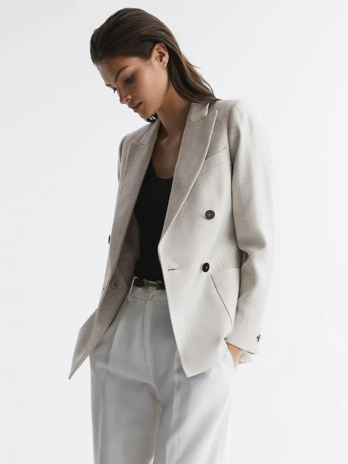 Reiss Blazers Gaia Tailored Double Breasted Blazer Neutral 8211 Women