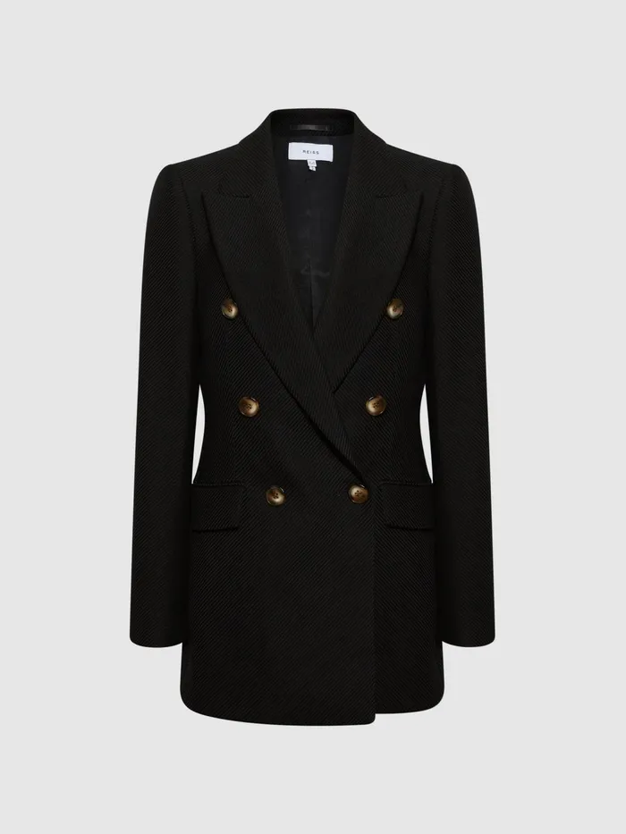 Reiss Blazers Laura Double Breasted Twill Blazer Black 8211 Women