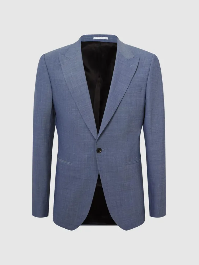 Reiss Blazers Wish Slim Fit Single Breasted Wool Blend Blazer Soft Blue 8211 Men