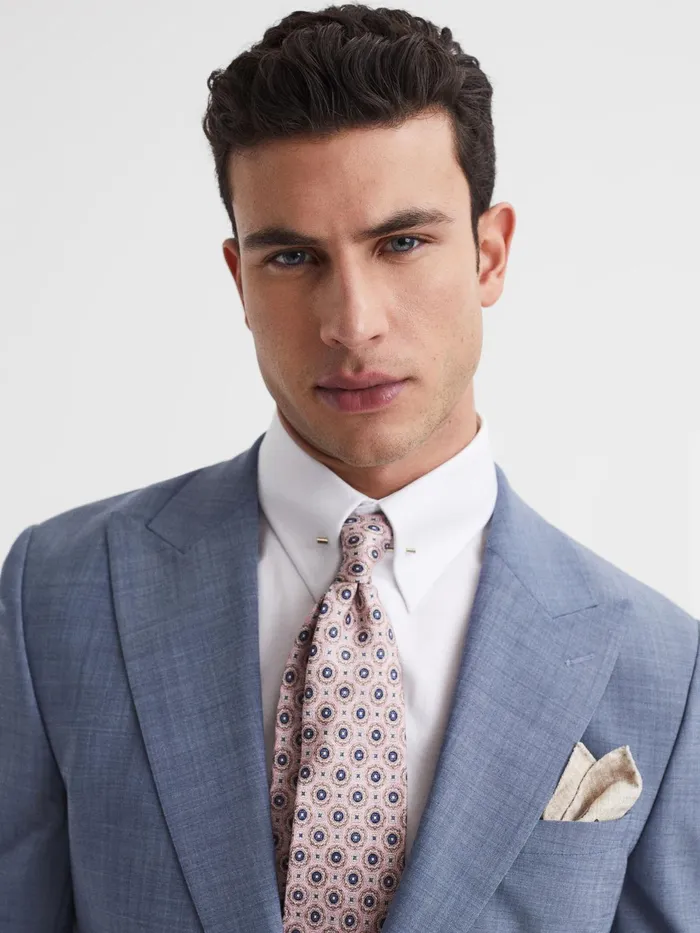 Reiss Blazers Wish Slim Fit Single Breasted Wool Blend Blazer Soft Blue 8211 Men